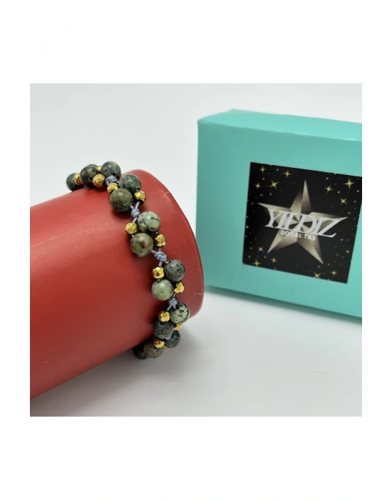Sertifikalı 6mm Ipli Afrika Turkuaz Ayarlanabilir Ölçü Doğal Taş Bileklik