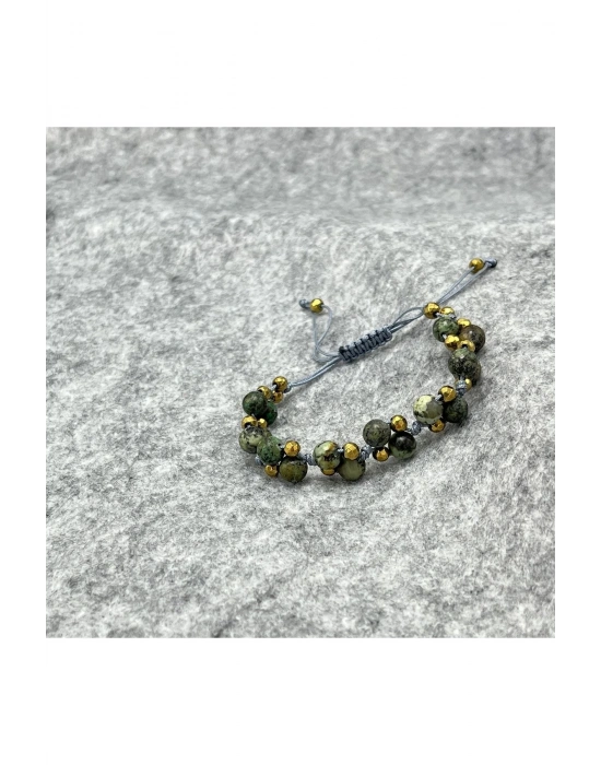 Sertifikalı 6mm Ipli Afrika Turkuaz Ayarlanabilir Ölçü Doğal Taş Bileklik