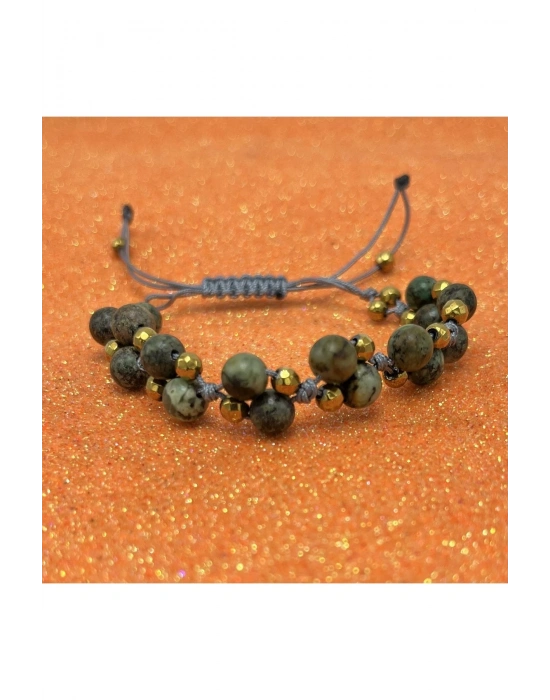 Sertifikalı 6mm Ipli Afrika Turkuaz Ayarlanabilir Ölçü Doğal Taş Bileklik