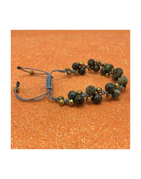 Sertifikalı 6mm Ipli Afrika Turkuaz Ayarlanabilir Ölçü Doğal Taş Bileklik