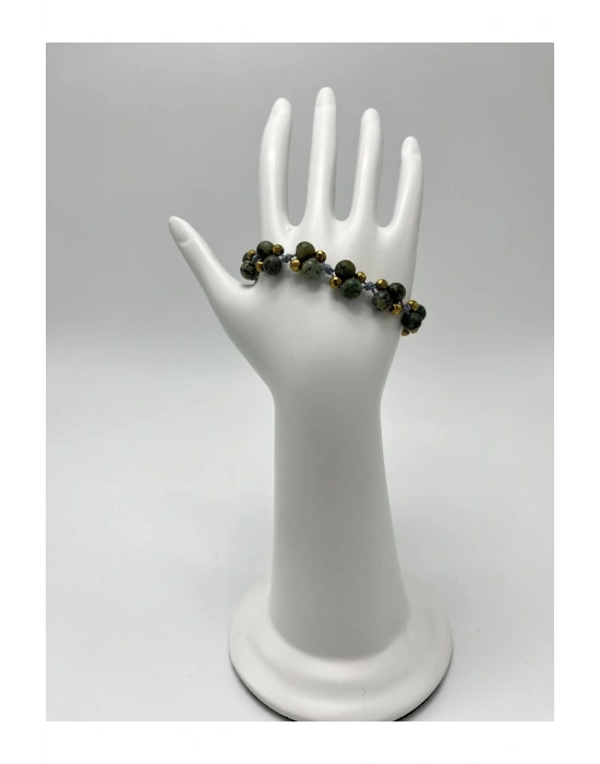 Sertifikalı 6mm Ipli Afrika Turkuaz Ayarlanabilir Ölçü Doğal Taş Bileklik