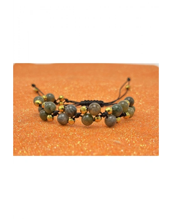 Sertifikalı 6mm Ipli Afrika Yeşimi Ayarlanabilir Ölçü Doğal Taş Bileklik