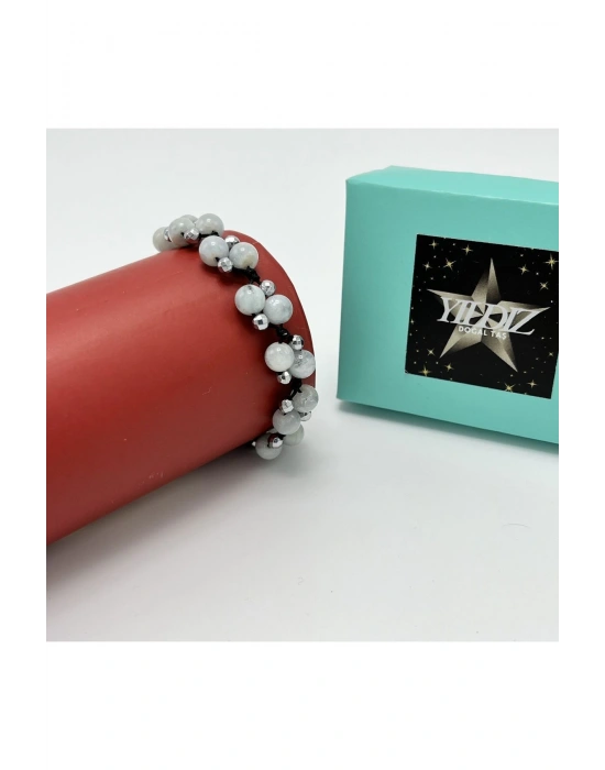 Sertifikalı 6mm Ipli Akuamarin Ayarlanabilir Ölçü Doğal Taş Bileklik