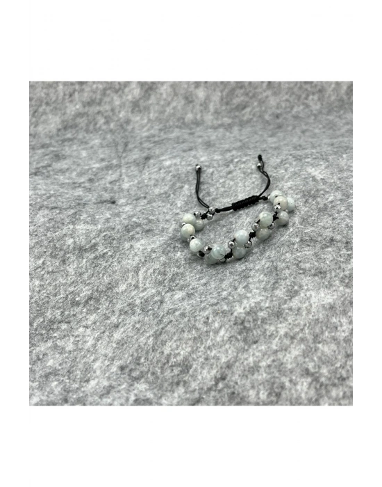 Sertifikalı 6mm Ipli Akuamarin Ayarlanabilir Ölçü Doğal Taş Bileklik