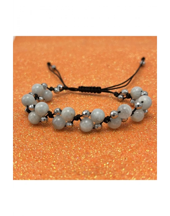 Sertifikalı 6mm Ipli Akuamarin Ayarlanabilir Ölçü Doğal Taş Bileklik