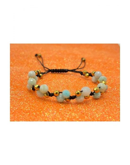 Sertifikalı 6mm Ipli Amazonit Ayarlanabilir Ölçü Doğal Taş Bileklik
