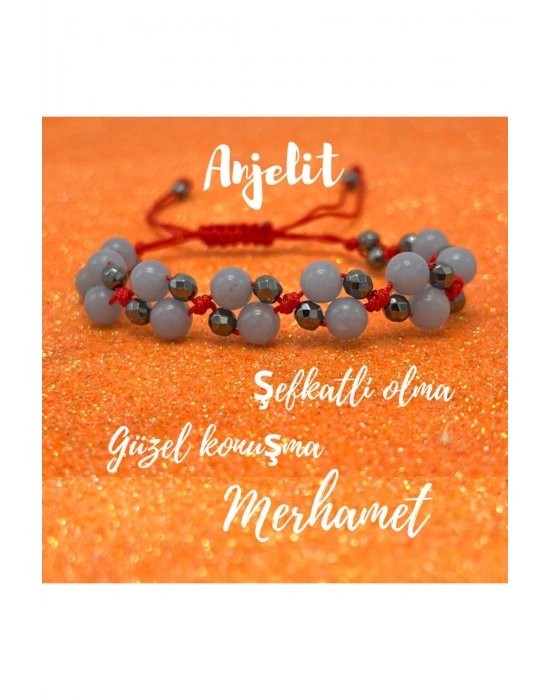 Sertifikalı 6mm Ipli Anjelit Ayarlanabilir Ölçü Doğal Taş Bileklik