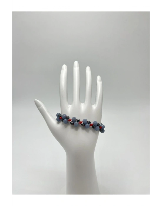 Sertifikalı 6mm Ipli Anjelit Ayarlanabilir Ölçü Doğal Taş Bileklik