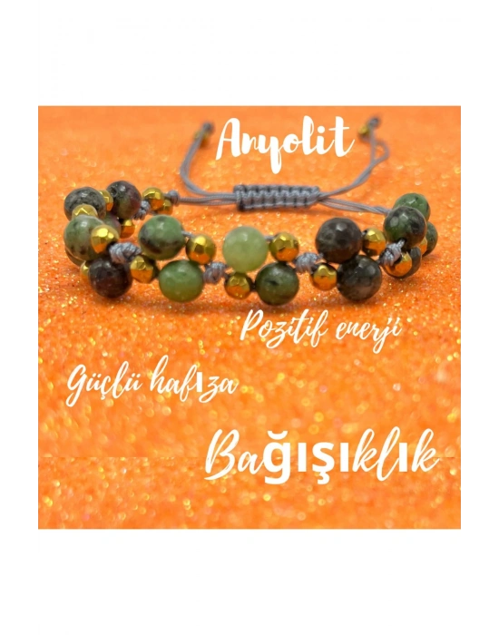 Sertifikalı 6mm Ipli Anyolit Ayarlanabilir Ölçü Doğal Taş Bileklik