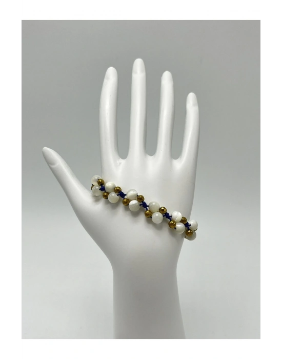 Sertifikalı 6mm Ipli Beyaz Sedef Ayarlanabilir Ölçü Doğal Taş Bileklik