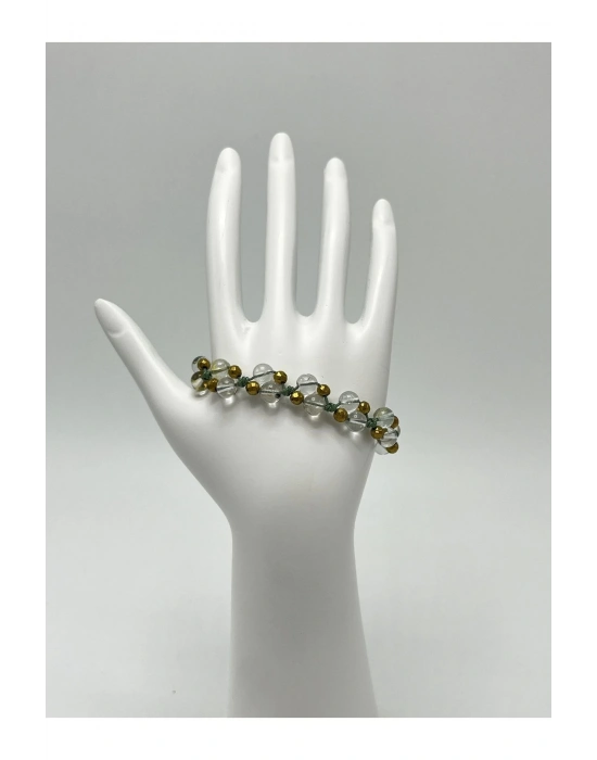 Sertifikalı 6mm Ipli Beyaz Topaz Ayarlanabilir Ölçü Doğal Taş Bileklik