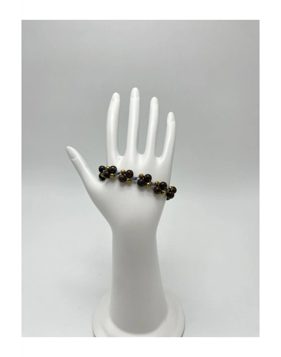 Sertifikalı 6mm Ipli Bronzit Ayarlanabilir Ölçü Doğal Taş Bileklik