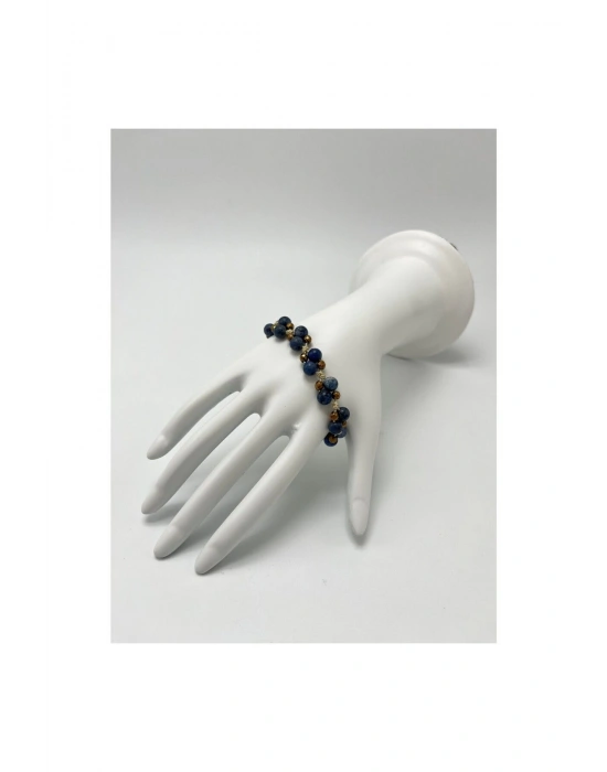 Sertifikalı 6mm Ipli Dumortierit Ayarlanabilir Ölçü Doğal Taş Bileklik