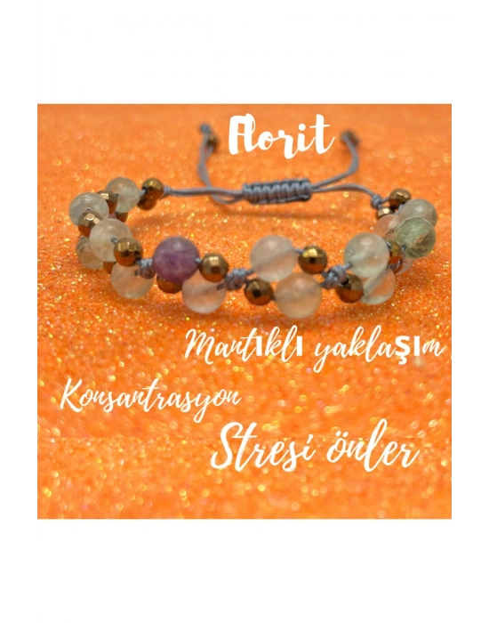 Sertifikalı 6mm Ipli Florit Ayarlanabilir Ölçü Doğal Taş Bileklik