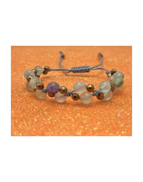 Sertifikalı 6mm Ipli Florit Ayarlanabilir Ölçü Doğal Taş Bileklik