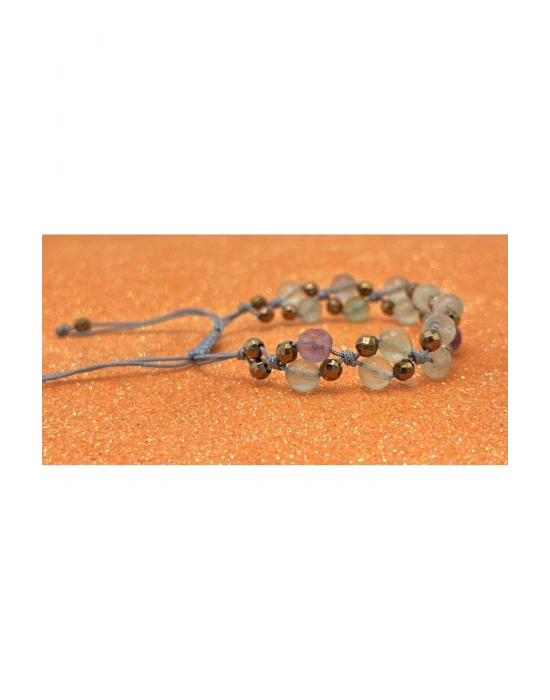 Sertifikalı 6mm Ipli Florit Ayarlanabilir Ölçü Doğal Taş Bileklik