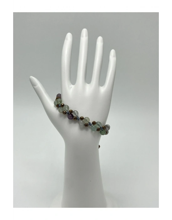 Sertifikalı 6mm Ipli Florit Ayarlanabilir Ölçü Doğal Taş Bileklik