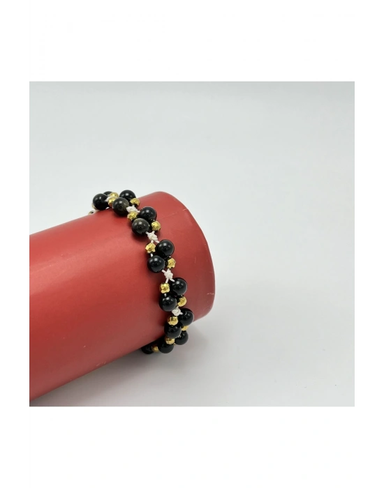 Sertifikalı 6mm Ipli Golden Obsidyen Ayarlanabilir Ölçü Doğal Taş Bileklik