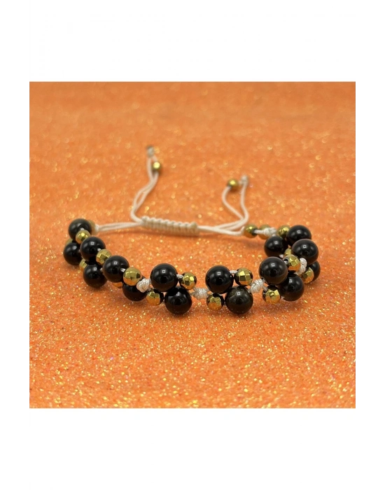 Sertifikalı 6mm Ipli Golden Obsidyen Ayarlanabilir Ölçü Doğal Taş Bileklik