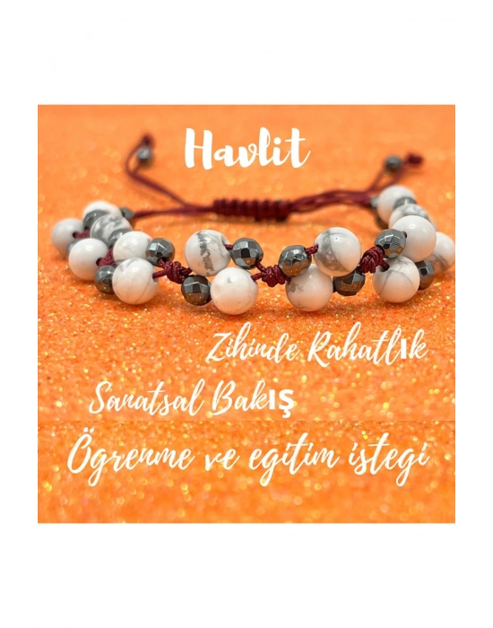 Sertifikalı 6mm Ipli Havlit Ayarlanabilir Ölçü Doğal Taş Bileklik