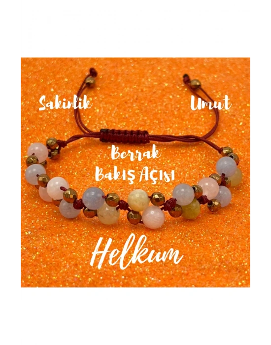 Sertifikalı 6mm Ipli Helkum (akuamarin Helidor Morganit ) Doğal Taş Bileklik - Ayarlanabilir Ölçü