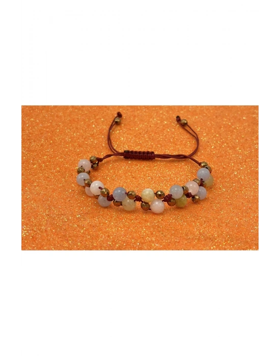 Sertifikalı 6mm Ipli Helkum (akuamarin Helidor Morganit ) Doğal Taş Bileklik - Ayarlanabilir Ölçü