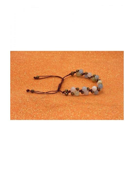 Sertifikalı 6mm Ipli Helkum (akuamarin Helidor Morganit ) Doğal Taş Bileklik - Ayarlanabilir Ölçü