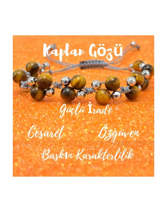 Sertifikalı 6mm Ipli Kaplan Gözü Ayarlanabilir Ölçü Doğal Taş Bileklik