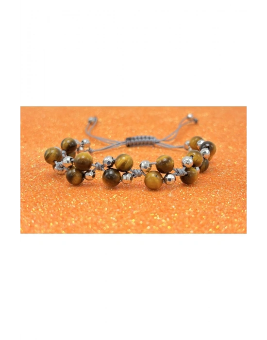 Sertifikalı 6mm Ipli Kaplan Gözü Ayarlanabilir Ölçü Doğal Taş Bileklik