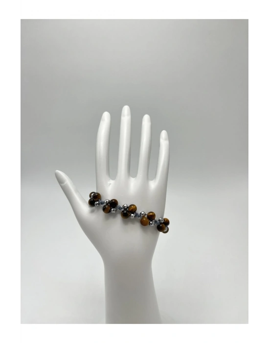 Sertifikalı 6mm Ipli Kaplan Gözü Ayarlanabilir Ölçü Doğal Taş Bileklik