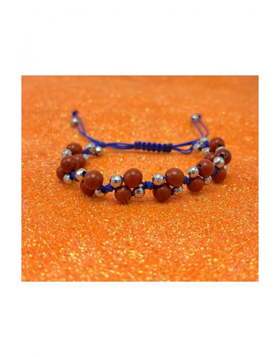 Sertifikalı 6mm Ipli Kırmızı Jasper Ayarlanabilir Ölçü Doğal Taş Bileklik