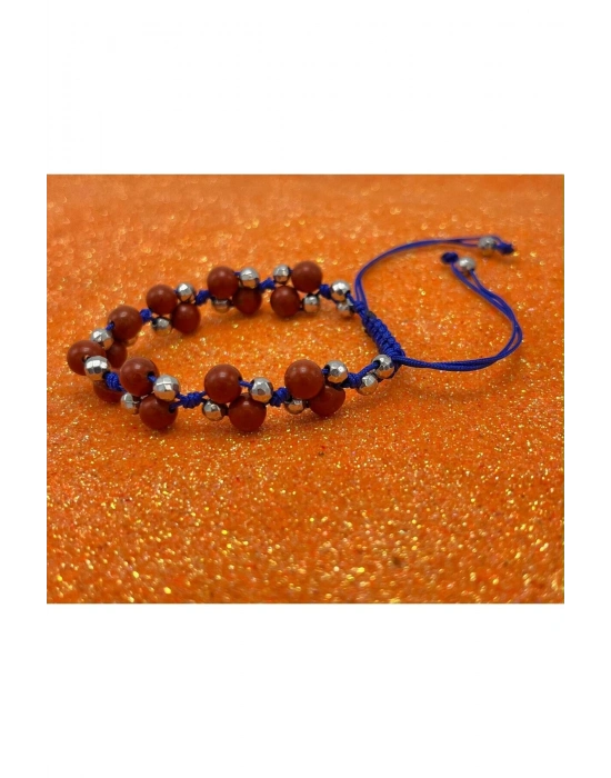 Sertifikalı 6mm Ipli Kırmızı Jasper Ayarlanabilir Ölçü Doğal Taş Bileklik