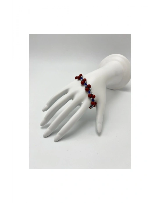 Sertifikalı 6mm Ipli Kırmızı Jasper Ayarlanabilir Ölçü Doğal Taş Bileklik