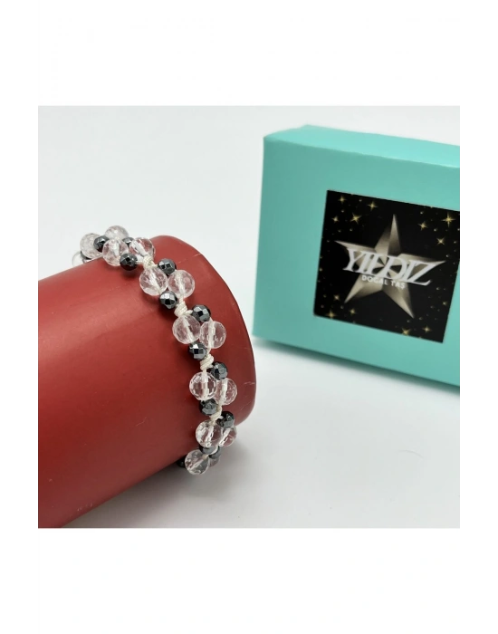 Sertifikalı 6mm Ipli Kristal Kuvars Ayarlanabilir Ölçü Doğal Taş Bileklik