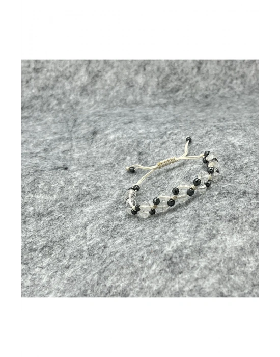 Sertifikalı 6mm Ipli Kristal Kuvars Ayarlanabilir Ölçü Doğal Taş Bileklik