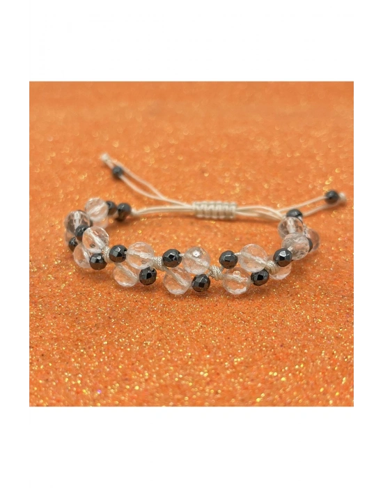 Sertifikalı 6mm Ipli Kristal Kuvars Ayarlanabilir Ölçü Doğal Taş Bileklik