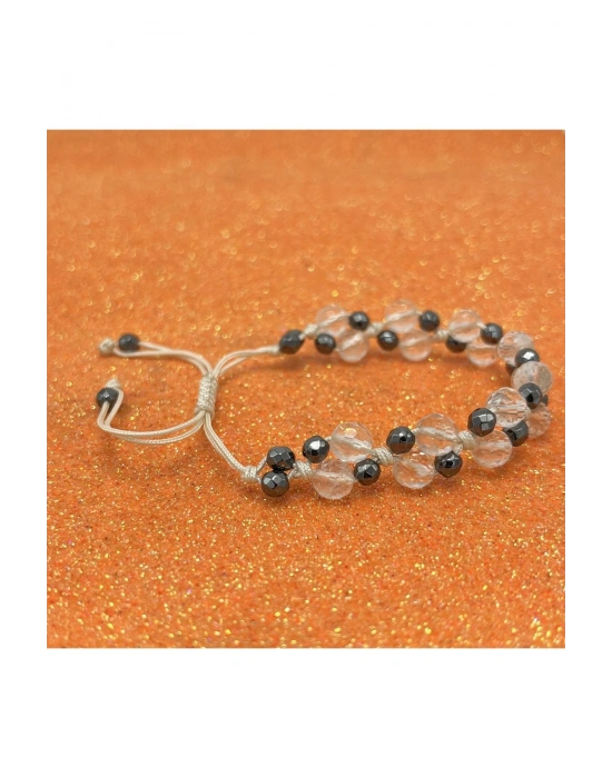 Sertifikalı 6mm Ipli Kristal Kuvars Ayarlanabilir Ölçü Doğal Taş Bileklik