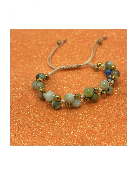 Sertifikalı 6mm Ipli Krizokol Ayarlanabilir Ölçü Doğal Taş Bileklik