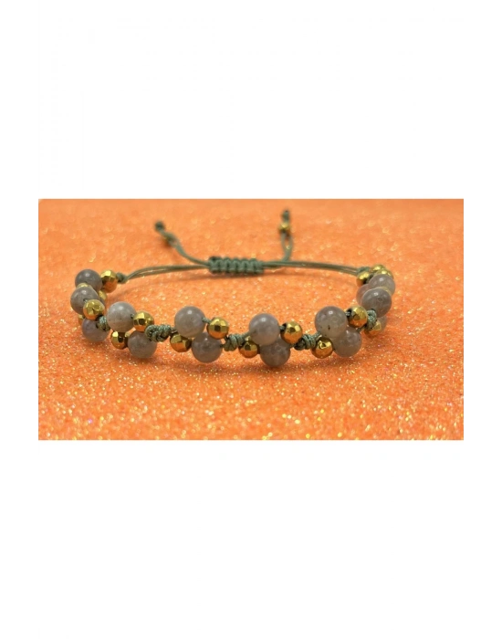 Sertifikalı 6mm Ipli Labrodorit Ayarlanabilir Ölçü Doğal Taş Bileklik