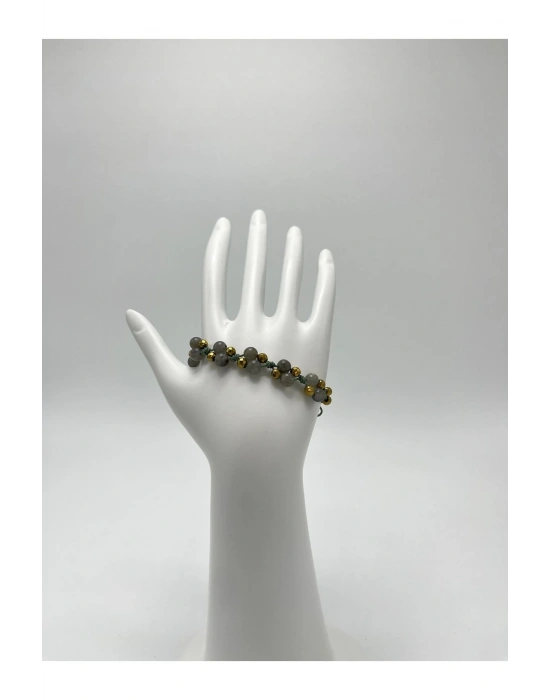 Sertifikalı 6mm Ipli Labrodorit Ayarlanabilir Ölçü Doğal Taş Bileklik