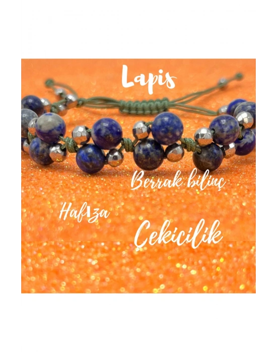 Sertifikalı 6mm Ipli Lapis Lazuli Ayarlanabilir Ölçü Doğal Taş Bileklik