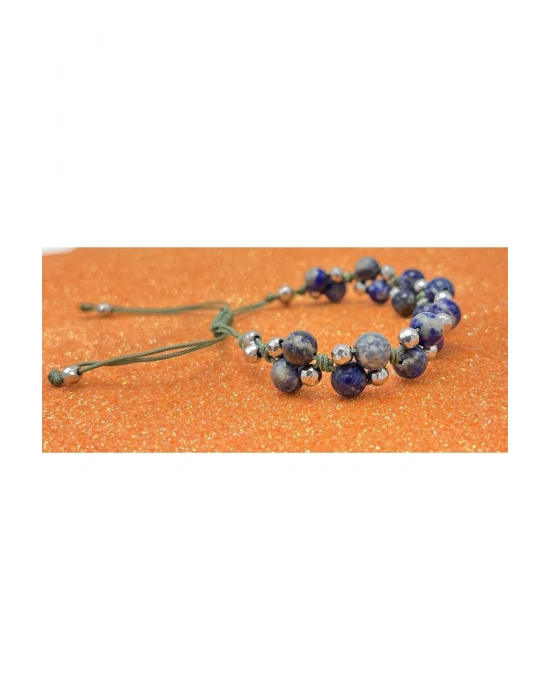 Sertifikalı 6mm Ipli Lapis Lazuli Ayarlanabilir Ölçü Doğal Taş Bileklik