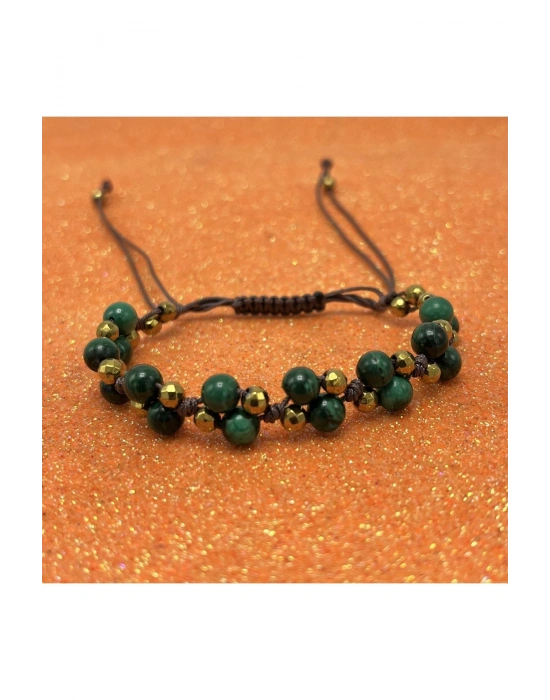 Sertifikalı 6mm Ipli Malakit Ayarlanabilir Ölçü Doğal Taş Bileklik