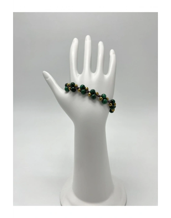 Sertifikalı 6mm Ipli Malakit Ayarlanabilir Ölçü Doğal Taş Bileklik