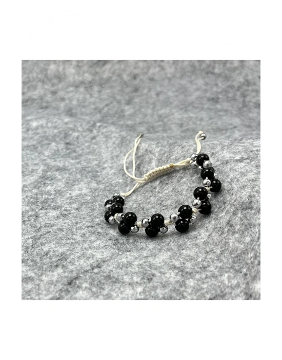 Sertifikalı 6mm Ipli Oniks Ayarlanabilir Ölçü Doğal Taş Bileklik