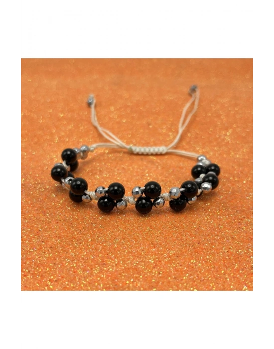 Sertifikalı 6mm Ipli Oniks Ayarlanabilir Ölçü Doğal Taş Bileklik