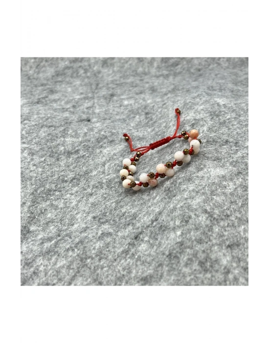 Sertifikalı 6mm Ipli Pembe Opal Ayarlanabilir Ölçü Doğal Taş Bileklik