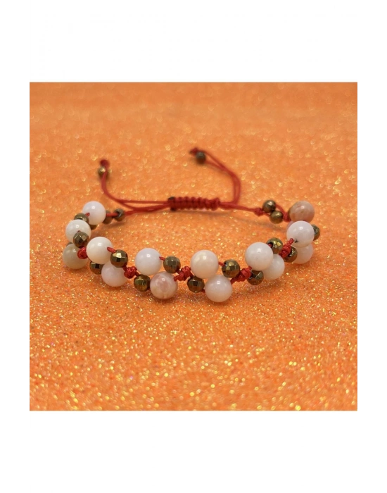 Sertifikalı 6mm Ipli Pembe Opal Ayarlanabilir Ölçü Doğal Taş Bileklik