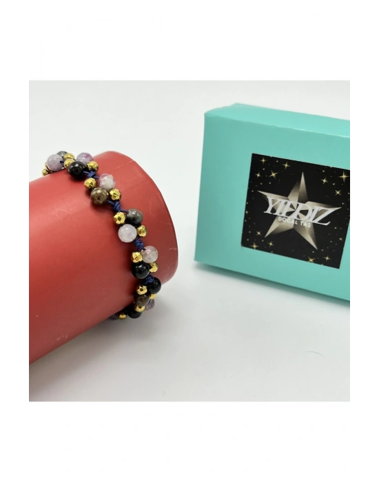 Sertifikalı 6mm Ipli Renkli Turmalin Ayarlanabilir Ölçü Doğal Taş Bileklik