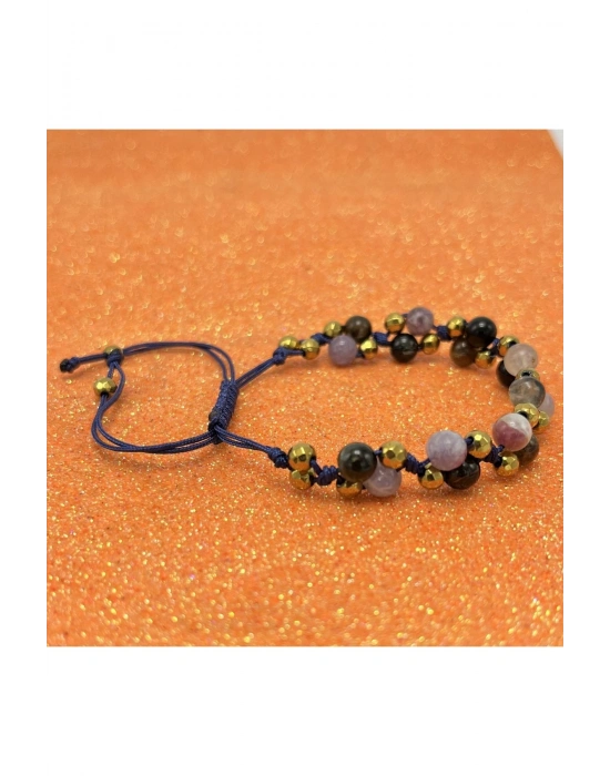 Sertifikalı 6mm Ipli Renkli Turmalin Ayarlanabilir Ölçü Doğal Taş Bileklik